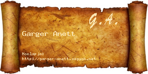 Garger Anett névjegykártya